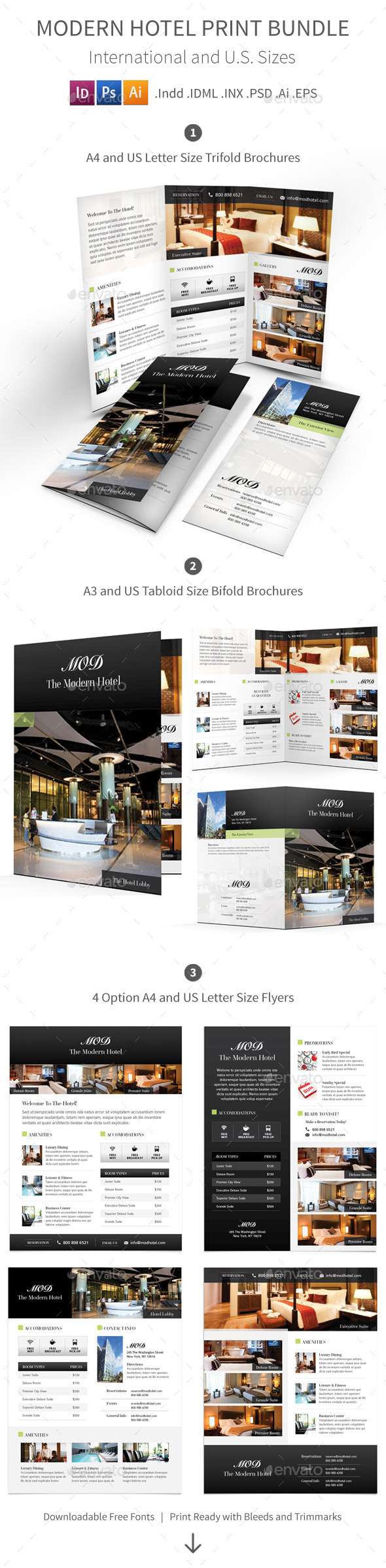 Modern Hotel Print Bundle - Informational Brochures