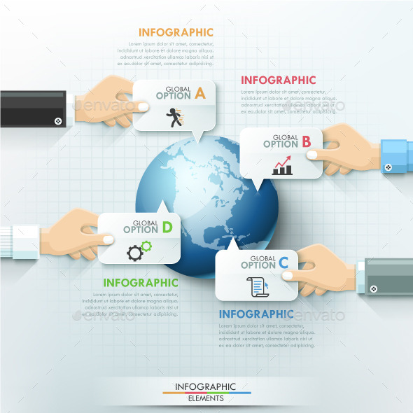 Business Hands Global Teamwork Infographics