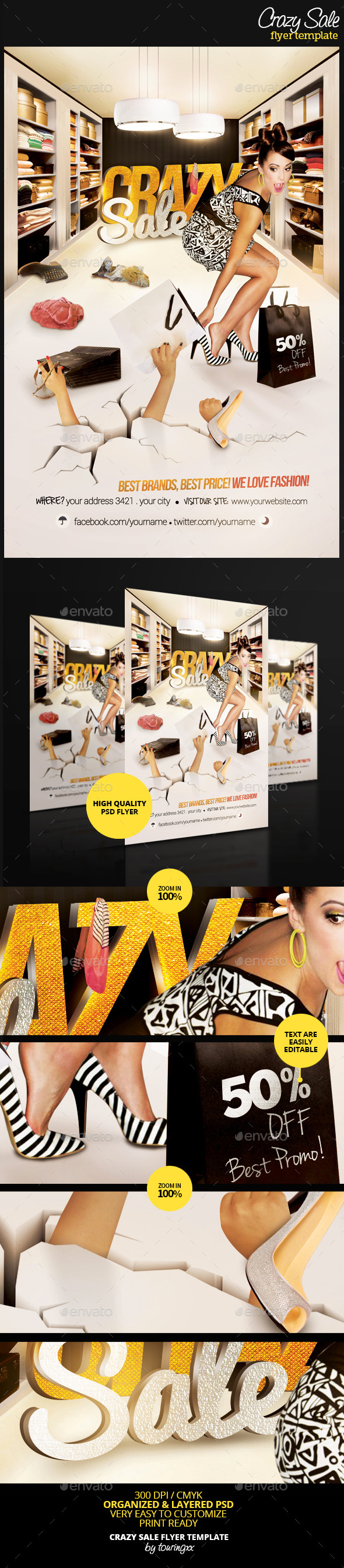 Crazy Sale Flyer Template - Flyers Print Templates