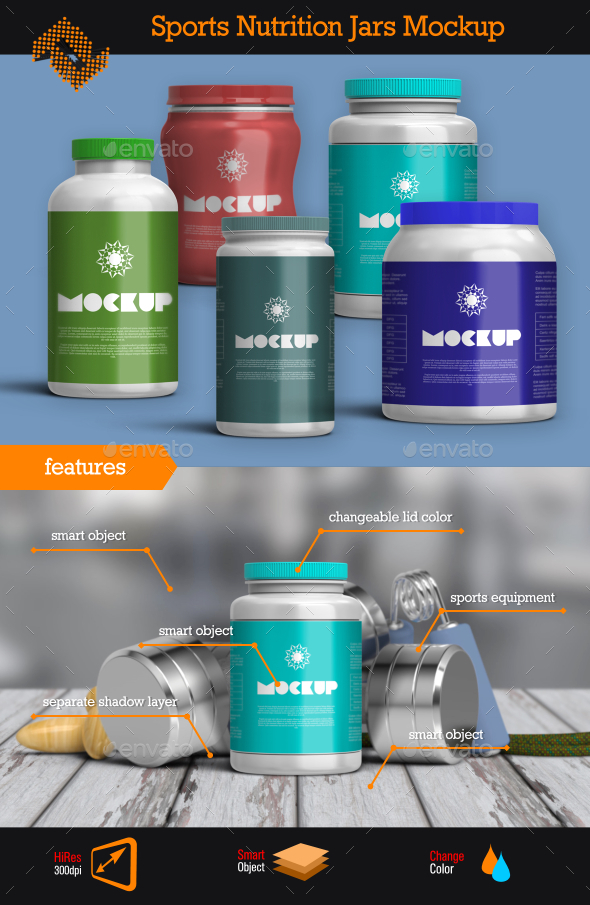 Download Sports Nutrition Jars Mockup by Fusionhorn | GraphicRiver