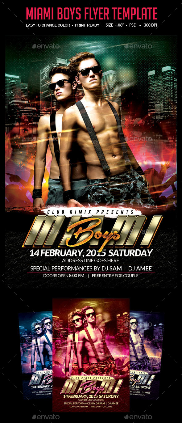 Miami Boys Flyer Template - Clubs & Parties Events