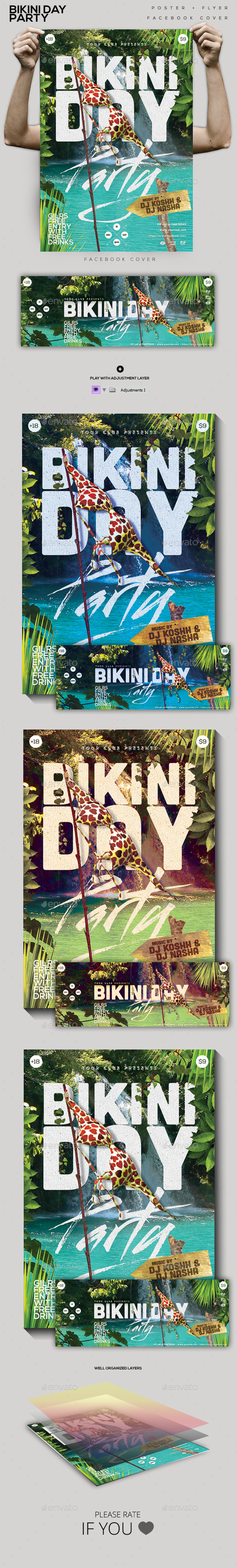 Bikini Day Party Flyer/ Poster/ FB Cover - Clubs & Parties Events
