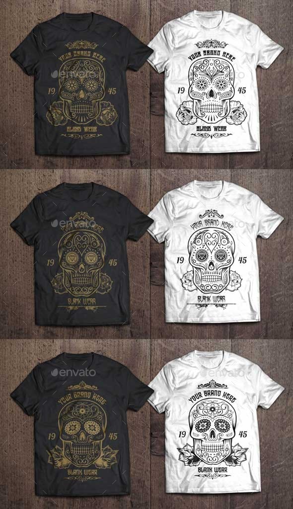 3 T-Shirt Illustration - Sugar Skull Vol.1 - Designs T-Shirts