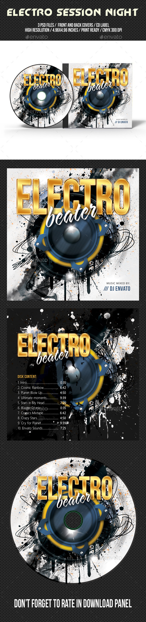 Electro Session Night Party CD Cover V02 - CD & DVD Artwork Print Templates