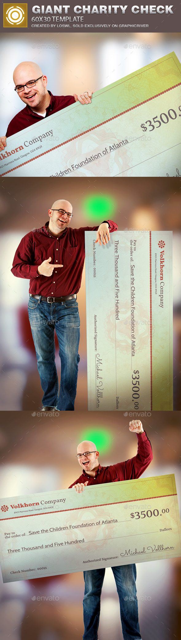 Giant Charity Check Template - Miscellaneous Print Templates