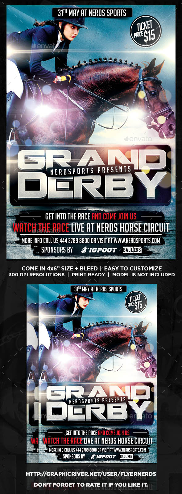 Grand Derby Horse Racing Championships Sport Flyer - Sports Events
