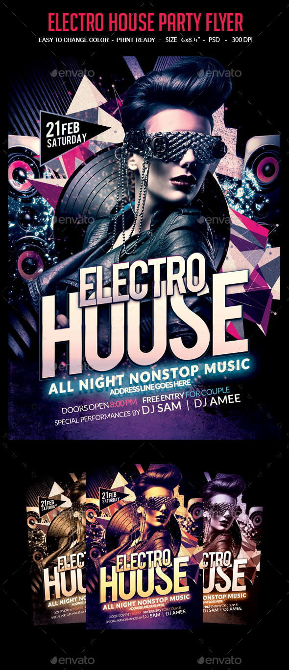 Electro House Party Flyer - Clubs & Parties Events