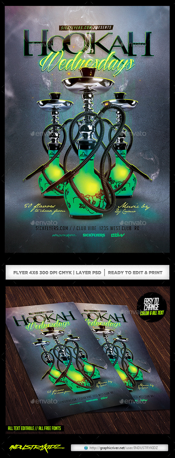 Hookah Flyer PSD - Clubs & Parties Events