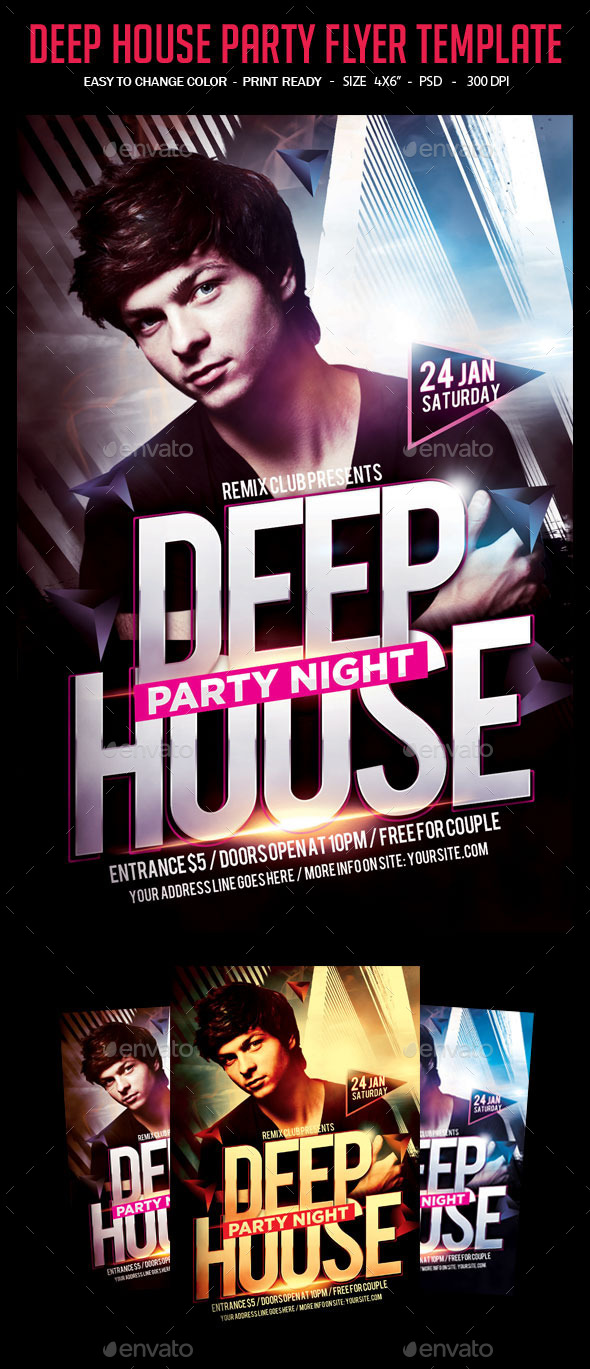 Deep House Party Flyer Template - Clubs & Parties Events