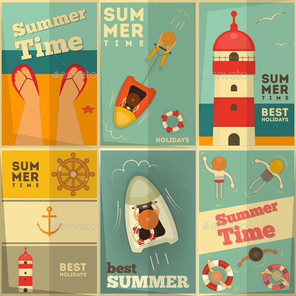 Summer Holidays Posters Set - Sports/Activity Conceptual