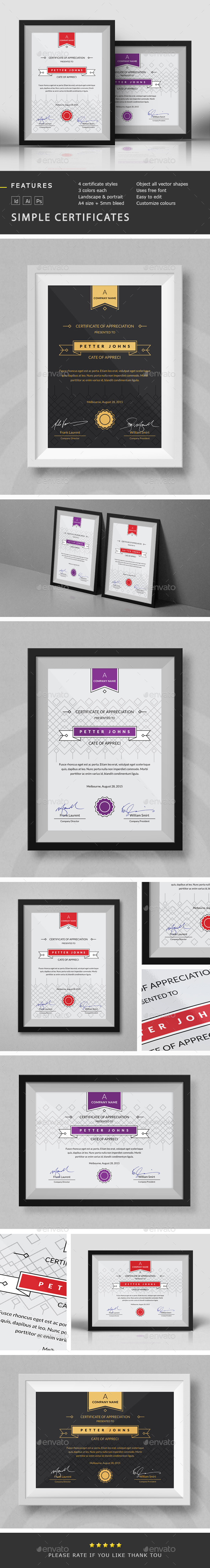 Simple Certificates Template - Certificates Stationery