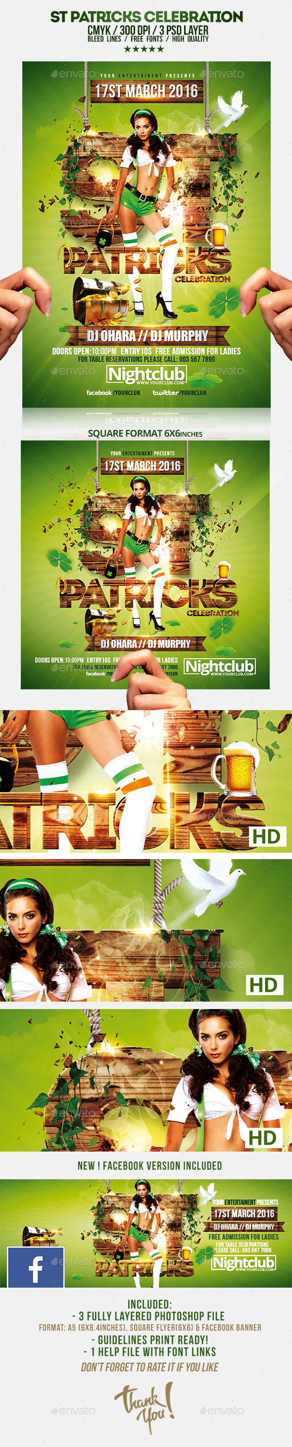St Patricks Day Celebration Flyer Template - Clubs & Parties Events