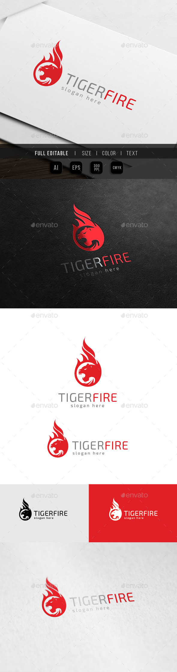 Tiger Fire - Panther Flame - Animals Logo Templates