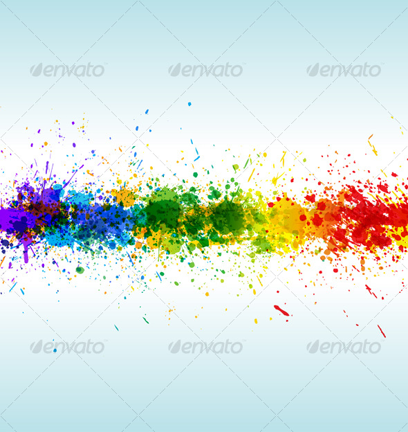 Color paint splashes. Gradient vector background - Backgrounds Decorative