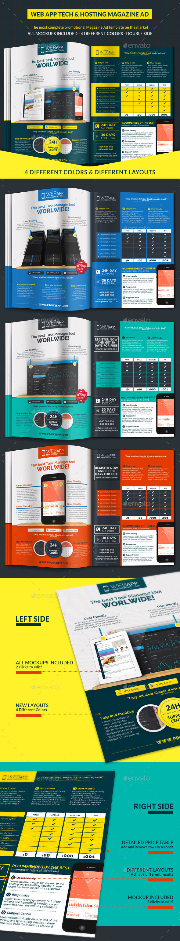 Web App Tech & Hosting Magazine Ad - Magazines Print Templates
