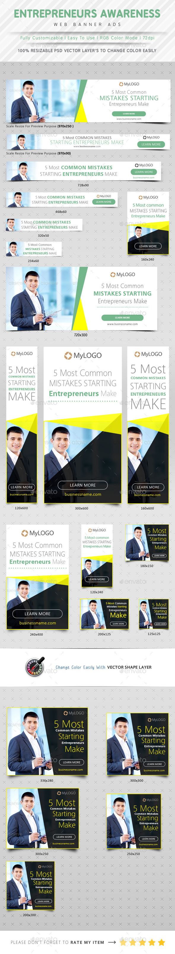 Entrepreneurs Awareness Web Banner Ads - Banners & Ads Web Elements