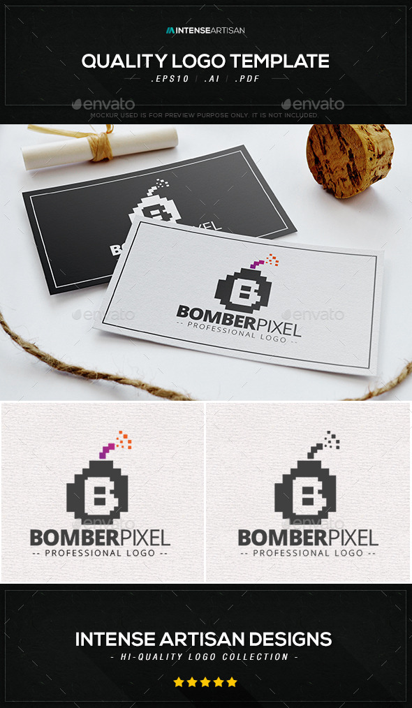 Bomber Pixel Logo Template - Letters Logo Templates
