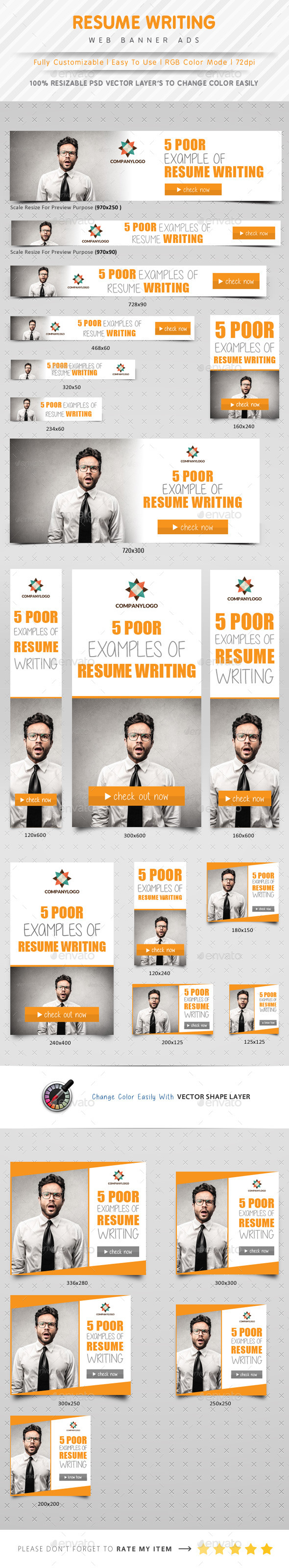 Resume Writing Web Banner Ads - Banners & Ads Web Elements