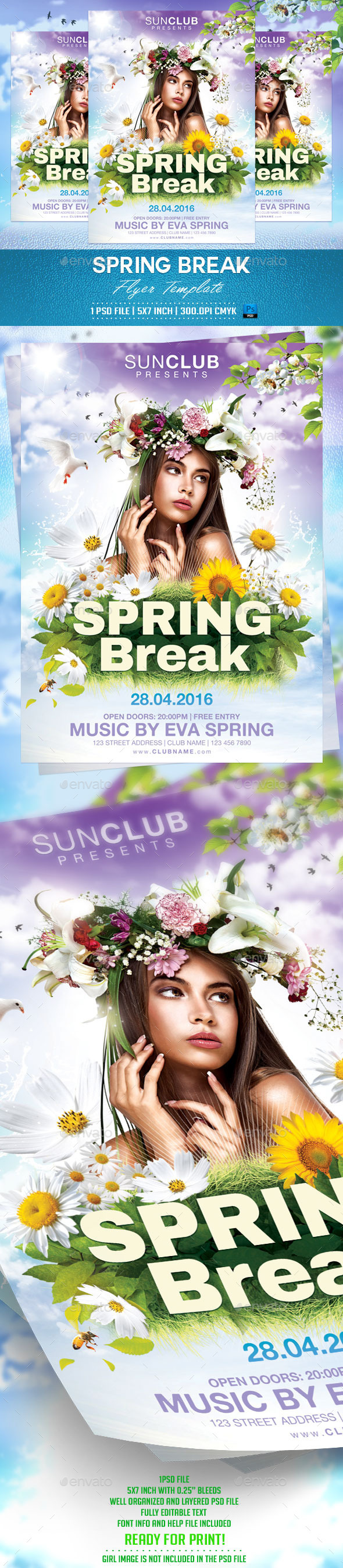 Spring Break Flyer Template - Clubs & Parties Events