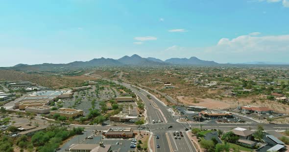 Aerial View of Residential Quarters Near Mountain Desert at Beautiful Fountain Hills Town Urban alt