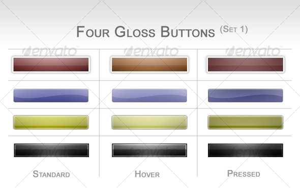 Four Gloss Buttons (Set 1) - Buttons Web Elements