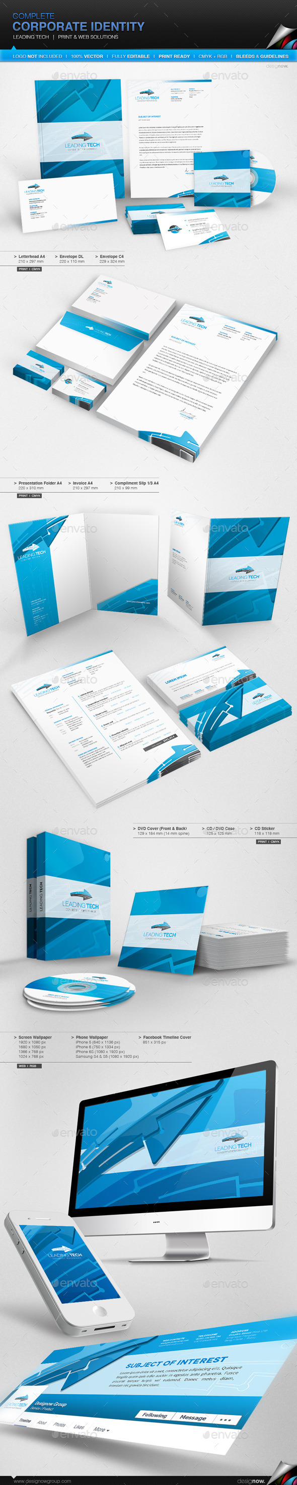Corporate Identity - Leading Tech - Stationery Print Templates