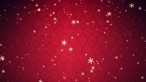 Beautiful snowflakes falling in Red Christmas Background 4K Loop