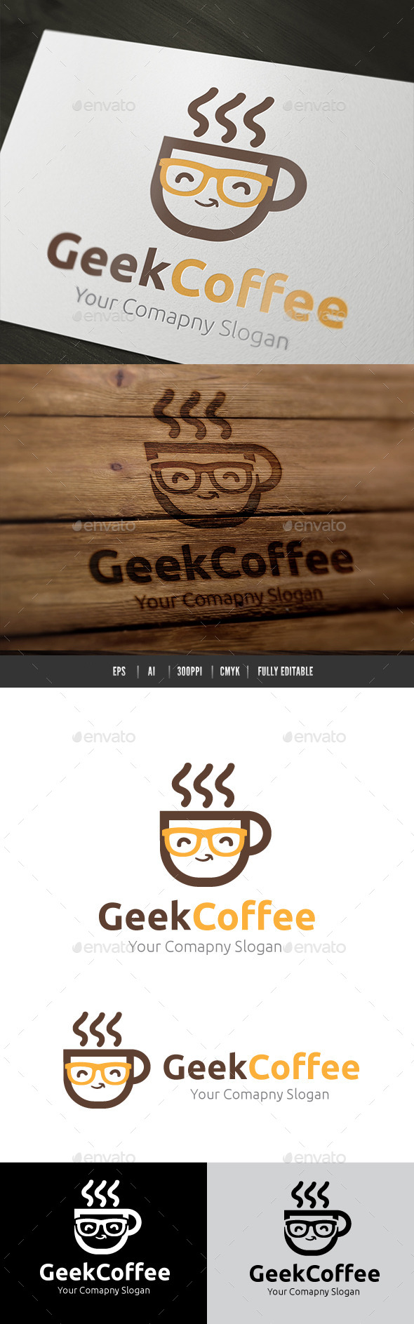 Geek Coffee - Humans Logo Templates
