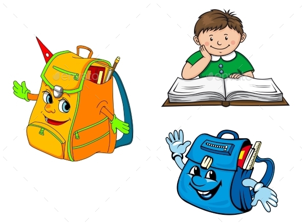 Set of Colorful School Education Icons - Miscellaneous Characters