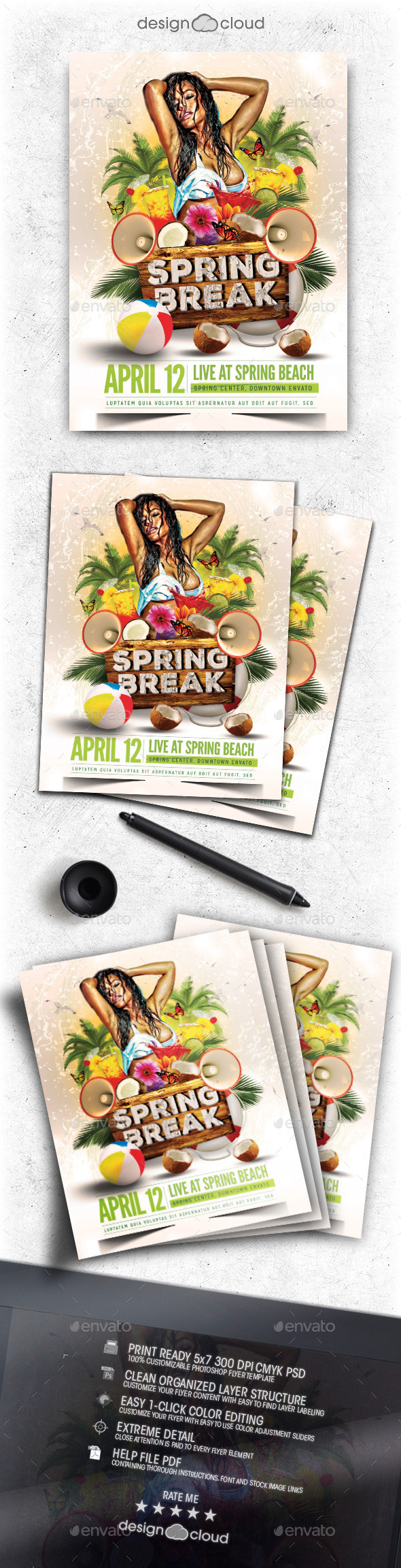Spring Break Flyer Template Vol. 1 - Clubs & Parties Events