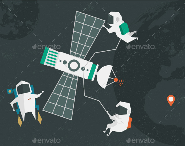 Astronauts Illustration - Travel Conceptual