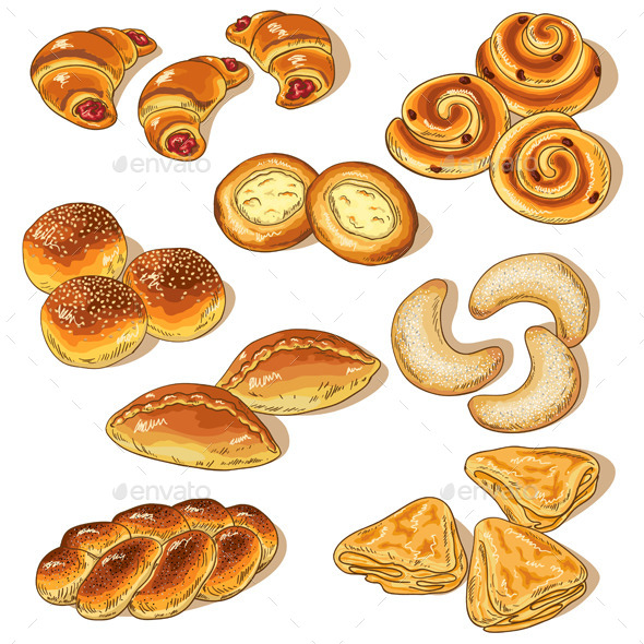 Variety of Bakery - Food Objects