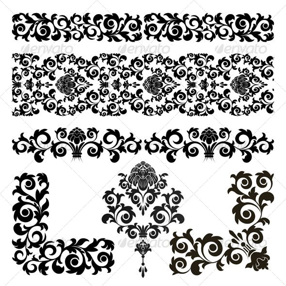 Set of floral design elements 