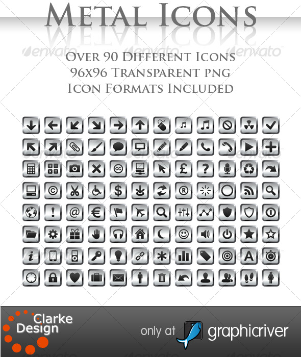 A collection of 97 Metal Icons - Web Icons