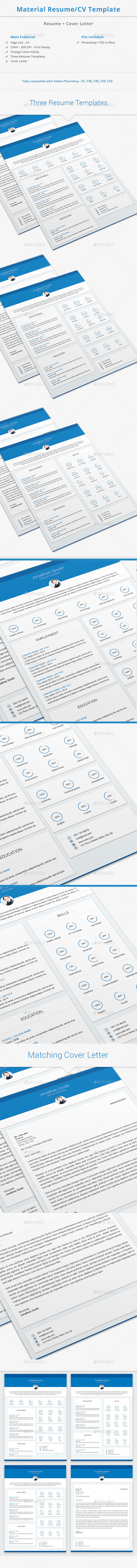 Material Resume / CV Template - Resumes Stationery