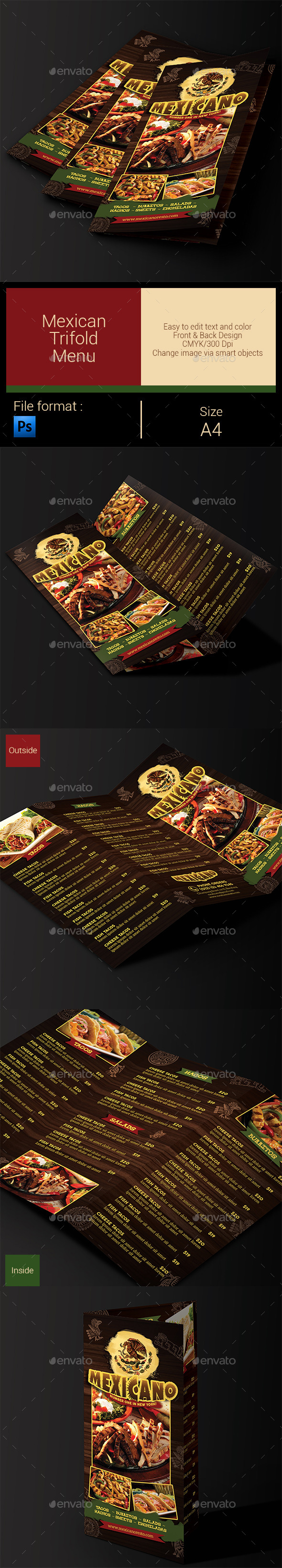 Mexican Menu Trifold - Food Menus Print Templates