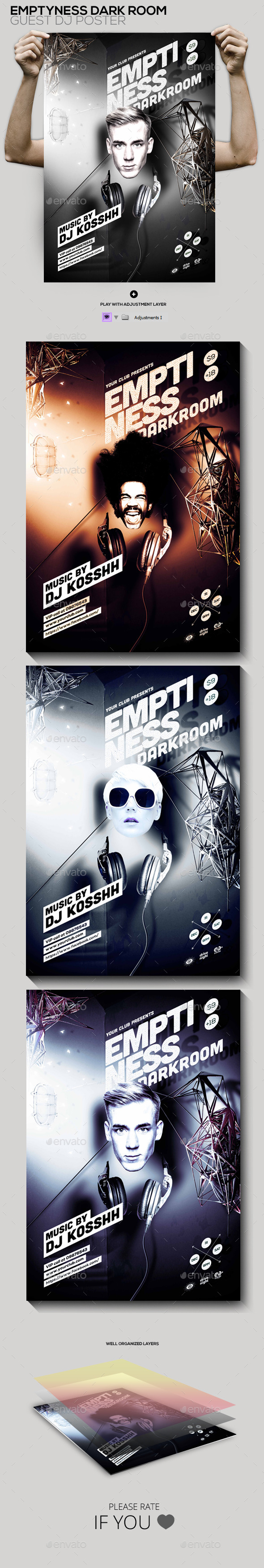 Emptiness Darkroom Guest Dj Party Flyer/Poster - Clubs & Parties Events