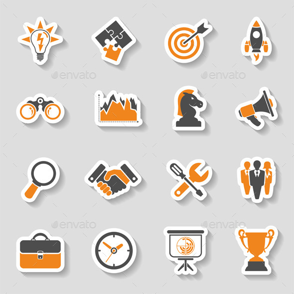 Business Strategy Icon Sticker Set - Concepts Business