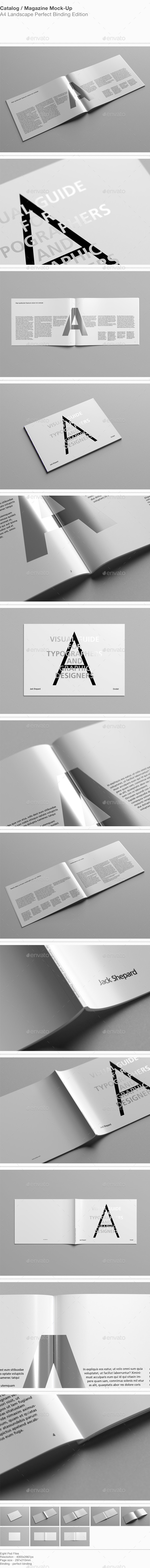 A4 Landscape Catalog / Magazine Mock-Up - Magazines Print