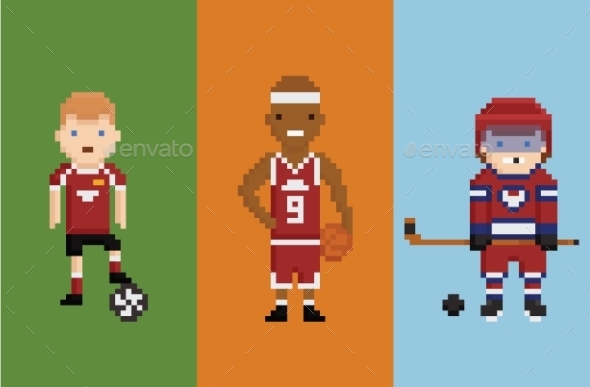 Pixel Art Style Sportsman - Sports/Activity Conceptual