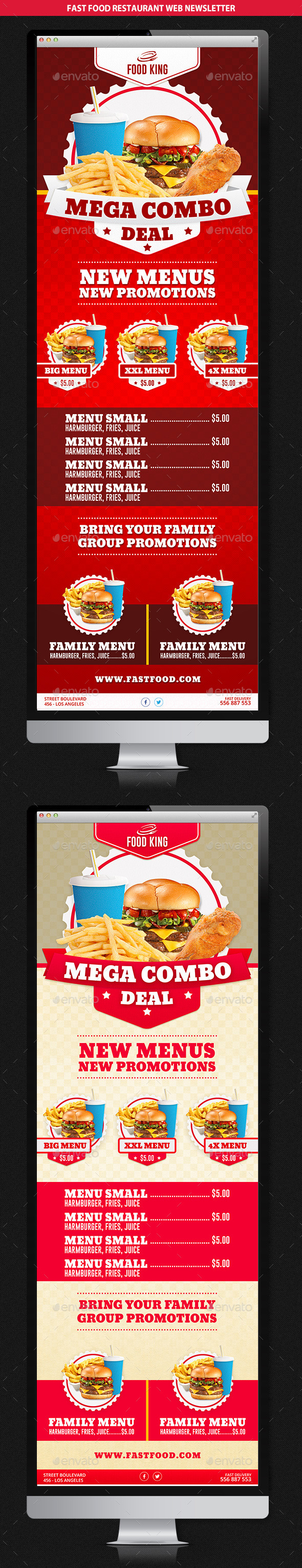 Restaurant Fast Food Web Newsletter - E-newsletters Web Elements