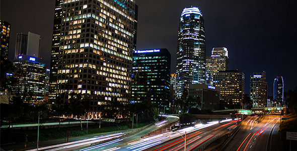 Downtown Los Angeles Buildings And 110 Freeway alt