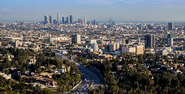 Los Angeles From Hollywood Bowl Overlook, Stock Footage | VideoHive