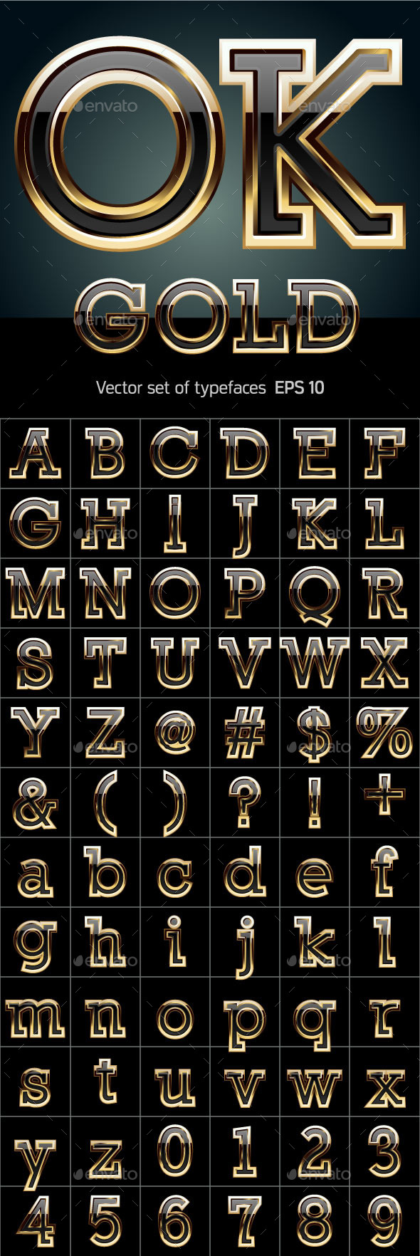 Black Font with Golden Border - Decorative Symbols Decorative