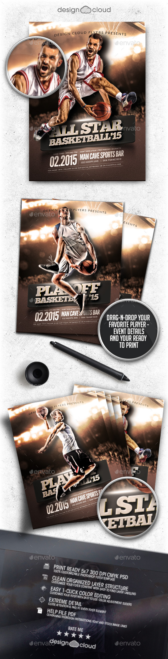 All Star Playoff Basketball Flyer Template - Sports Events