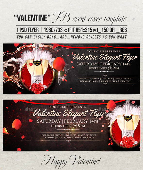 Valentine Elegant Facebook event cover template - Facebook Timeline Covers Social Media