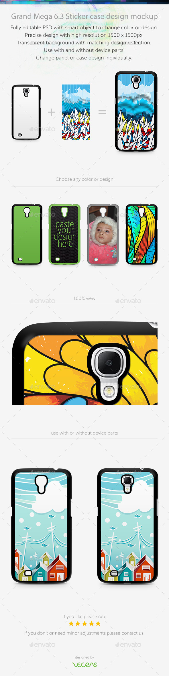 Grand Mega 6.3 Sticker Case Design Mockup