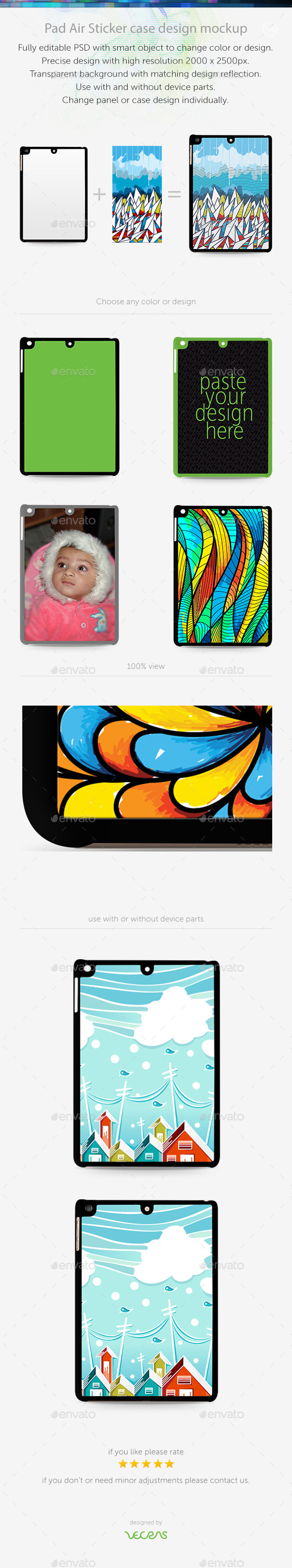 Pad Air Sticker Case Design Mockup - Mobile Displays