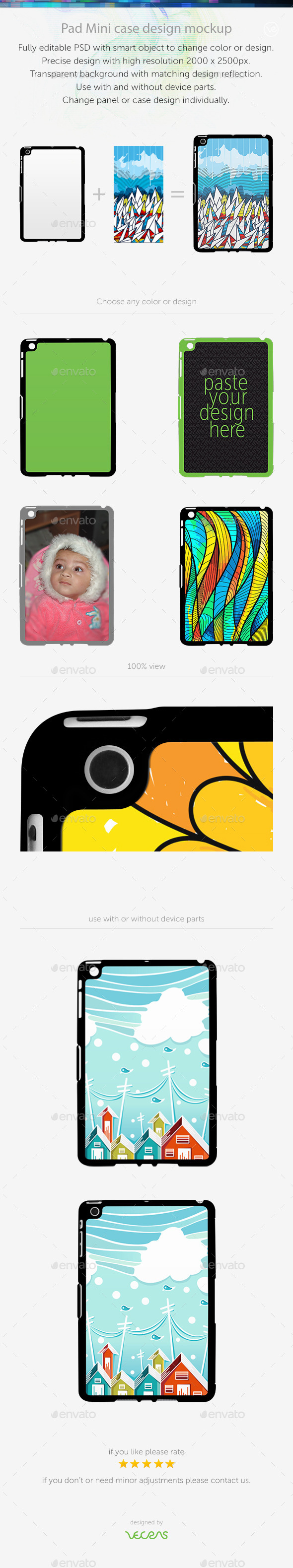 Pad Mini Sticker Case Design Mockup - Mobile Displays