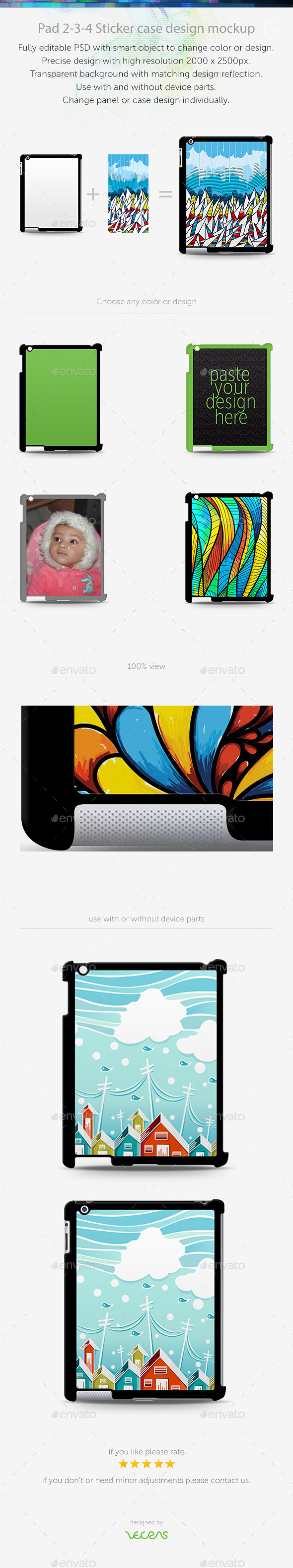 Pad 2-3-4 Sticker Case Design Mockup - Mobile Displays